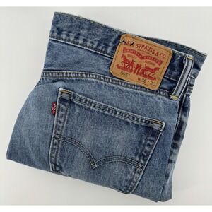 Levi's 505 Size 35x30 Blue Denim Jeans Regular Fit Straight Leg Red Tab